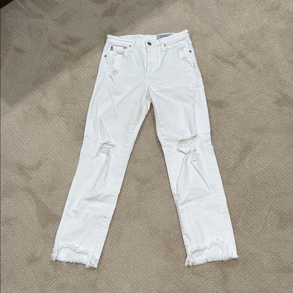 Ag Adriano Goldschmied White Straight Leg Jeans